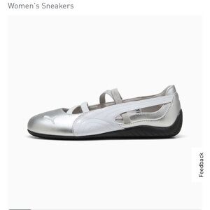 Puma Women’s Silver and White Slip-On Ballet Sneaker
